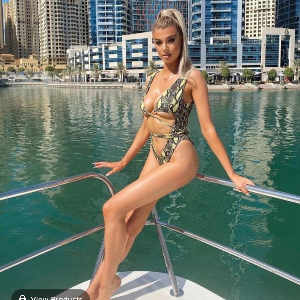 Hunter Green Animal Print One Piece Swim